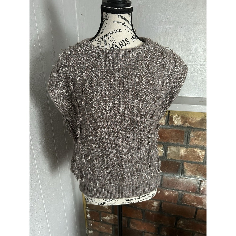 Vintage 80's E.V.E. LTD Knit Cropped Sleeveless Sweater Size M Boho Chic Preppy